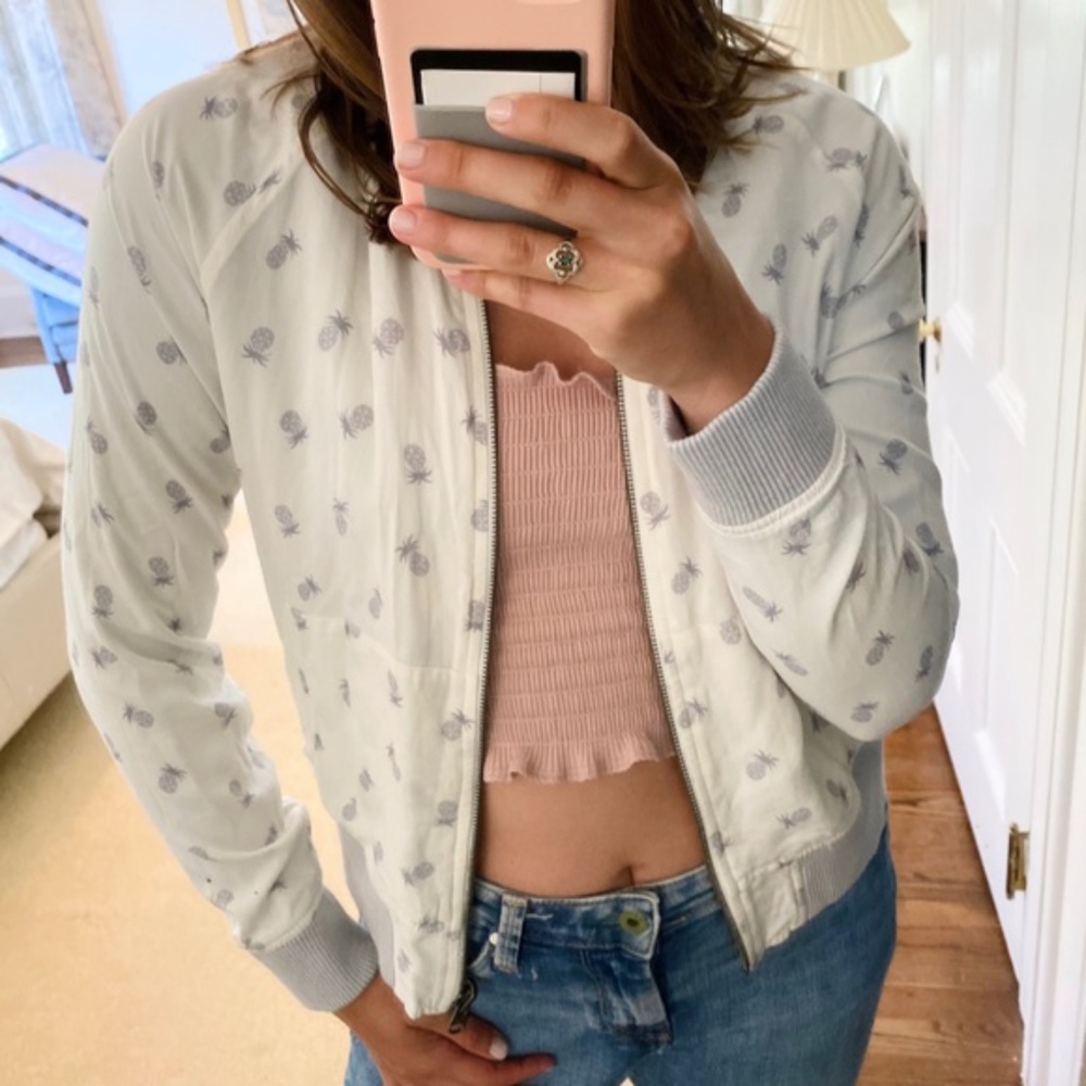 Faherty Blue Paradise Pineapple Reversible Bomber